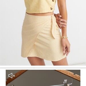 Marine Layer Yellow Gingham Wrap Skirt